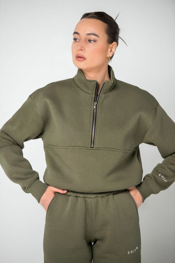 Olive EDIT²² Half-Zip džemperis